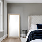 Miroir rustique pleine longueur - 66 x 32 cm, cadre rectangulaire en bois, miroir intégral pour salon, chambre à coucher