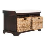 Banc de rangement tressé marron Euphemia de SAFAVIEH - 33,5 x 16,1 x 19,9 - 34 L x 16 P x 20 H