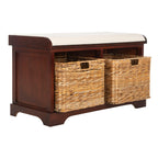 Banc de rangement tressé marron Euphemia de SAFAVIEH - 33,5 x 16,1 x 19,9 - 34 L x 16 P x 20 H
