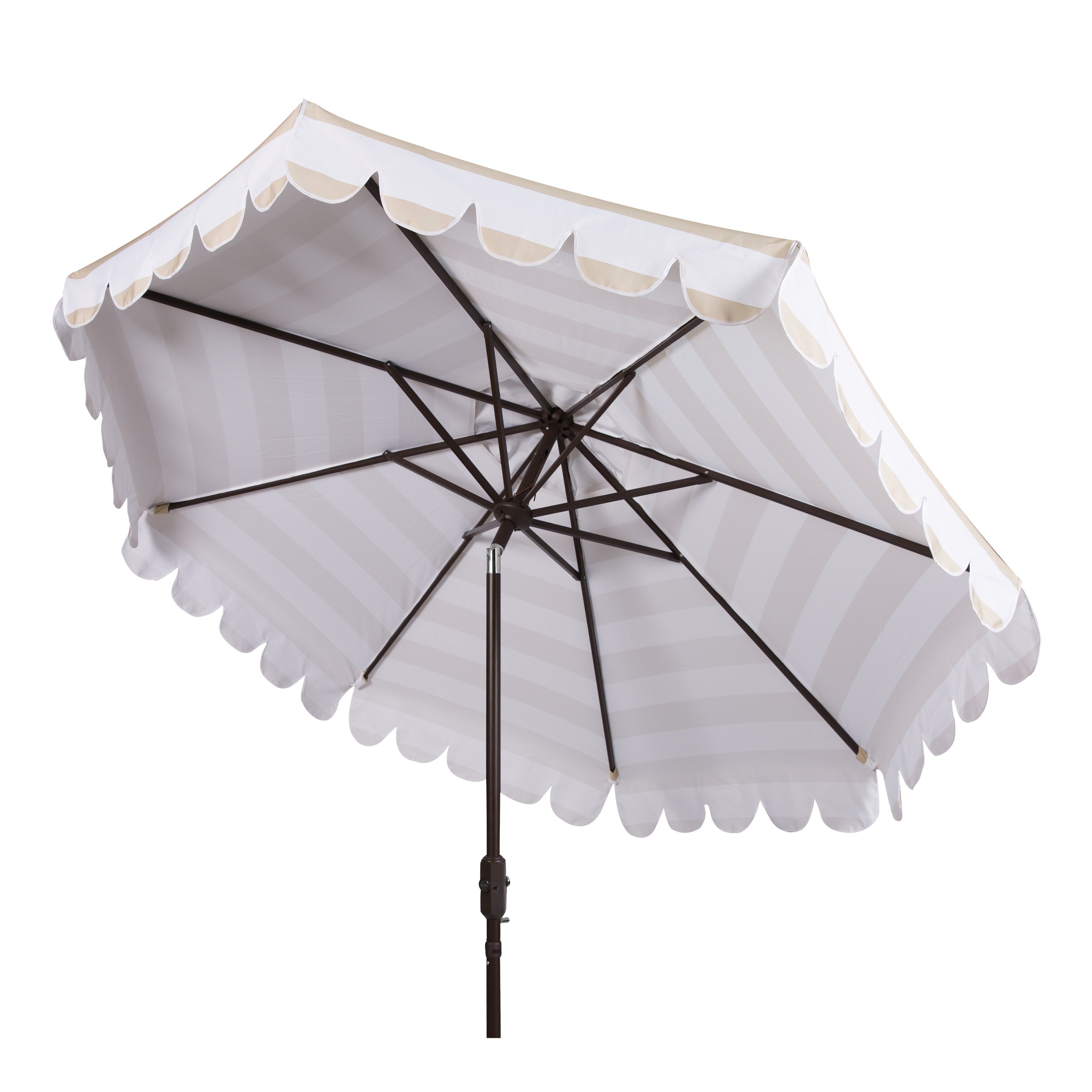 Parapluie à manivelle rayé SAFAVIEH Nargiz de 2,7 m, à motif festonné