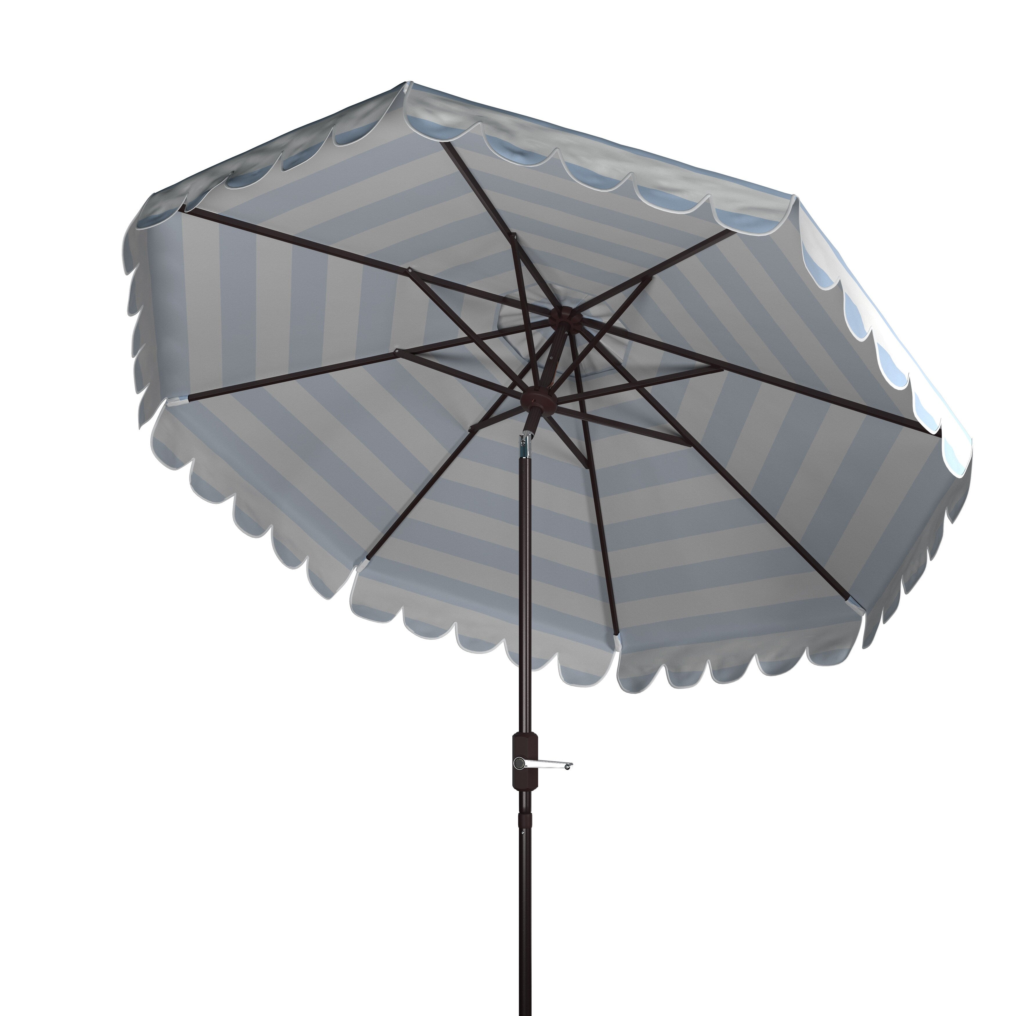 Parapluie à manivelle rayé SAFAVIEH Nargiz de 2,7 m, à motif festonné
