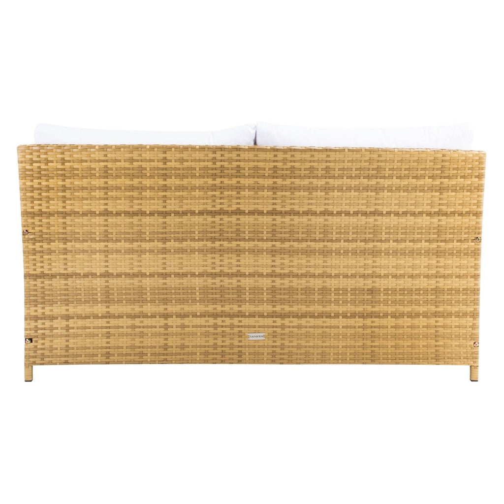 Lit de repos d'extérieur SAFAVIEH Taniyah en osier avec oreiller et coussins - 53 L x 28 P x 62 H