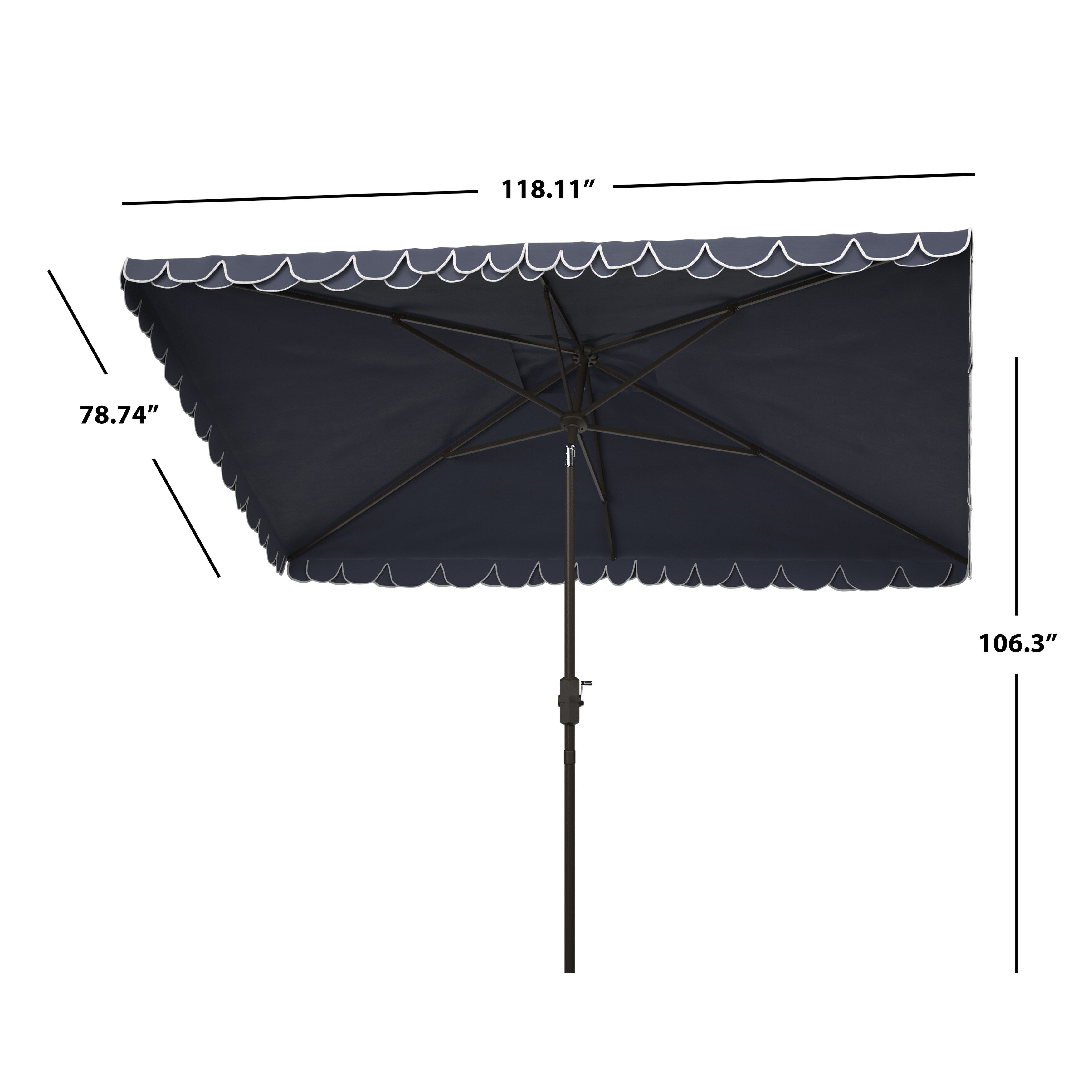 Parasol d'extérieur rectangulaire SAFAVIEH Zariah 6'x10' avec cantonnière