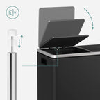 Poubelle double SONGMICS, 16 gallons, en acier inoxydable, noire