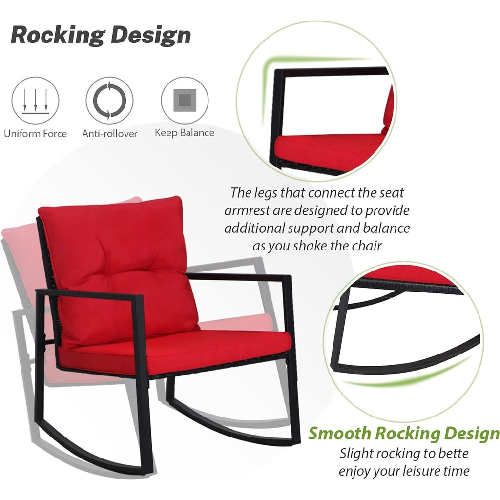 Ensemble bistrot à bascule d'extérieur en métal noir SUNCROWN 3 pièces