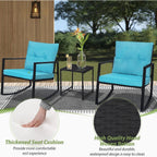 Ensemble bistrot à bascule d'extérieur en métal noir SUNCROWN 3 pièces