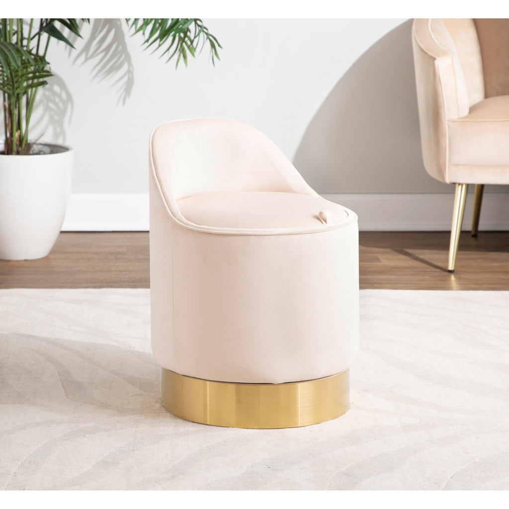 Tabouret de coiffeuse pivotant en velours Silver Orchid Corday