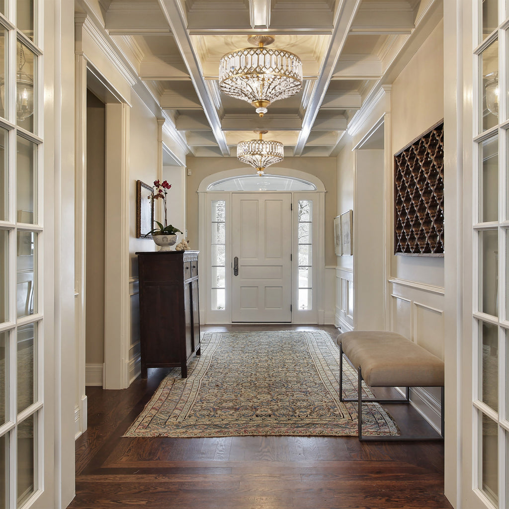 Luminaire semi-encastré en verre à plusieurs niveaux Silver Orchid Furey, bronze/or - 14,75 L x 14,75 l x 15,25 H