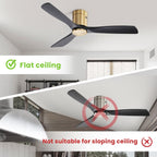 Ventilateur de plafond encastré Sofucor 52 pouces avec télécommande, moteur réversible et éclairage intégré en option