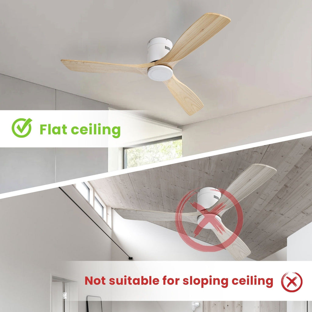 Ventilateur de plafond encastré Sofucor 52 pouces avec télécommande, moteur réversible et éclairage intégré en option