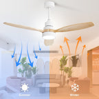 Ventilateur de plafond d'intérieur en bois Sofucor 52 avec télécommande et éclairage intégré en option