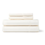 Parure de lit à poches profondes et respirante en rayonne de bambou de couleur unie