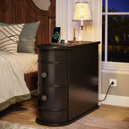 Table d'appoint étroite à deux tiroirs en bois massif