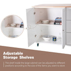 Desserte de cuisine Sophia &amp; William avec abattant et plateau en bois d'hévéa, desserte de cuisine roulante avec grand meuble de rangement