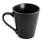 Service de table 16 pièces en grès noir avec bordure dorée