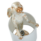 Lampe de bureau StyleCraft Malta en cuivre blanc délavé, motif lapin