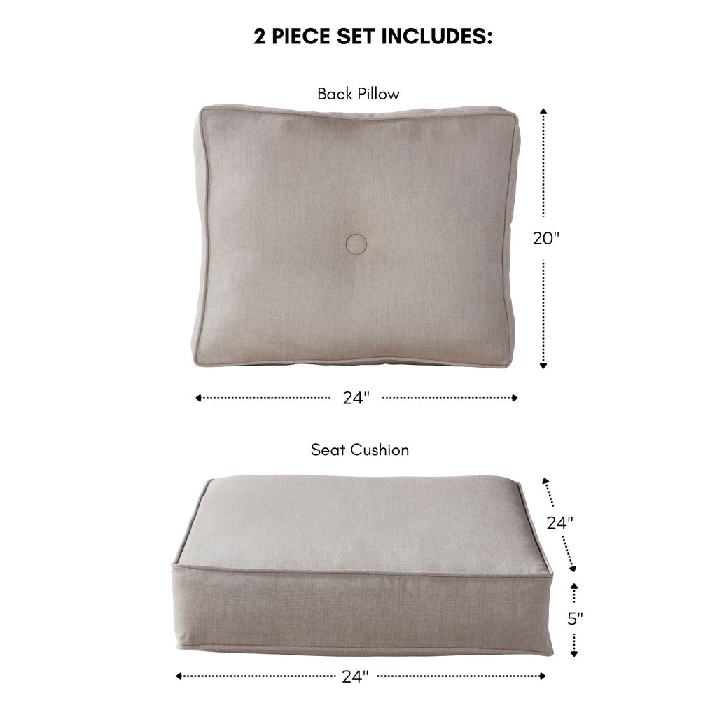 Ensemble de coussins d'extérieur à siège profond Sunbrella de qualité supérieure, 2 pièces