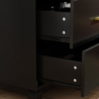 Commode double Timechee à 6 tiroirs, 47,2 po de largeur, pieds en bois massif, coffre laqué