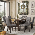 Chaise de salle à manger capitonnée en velours avec pieds en bois massif, lot de 6