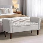 Banc de rangement rembourré, banc d'entrée avec dessus rabattable touffeté, 50,4 pouces