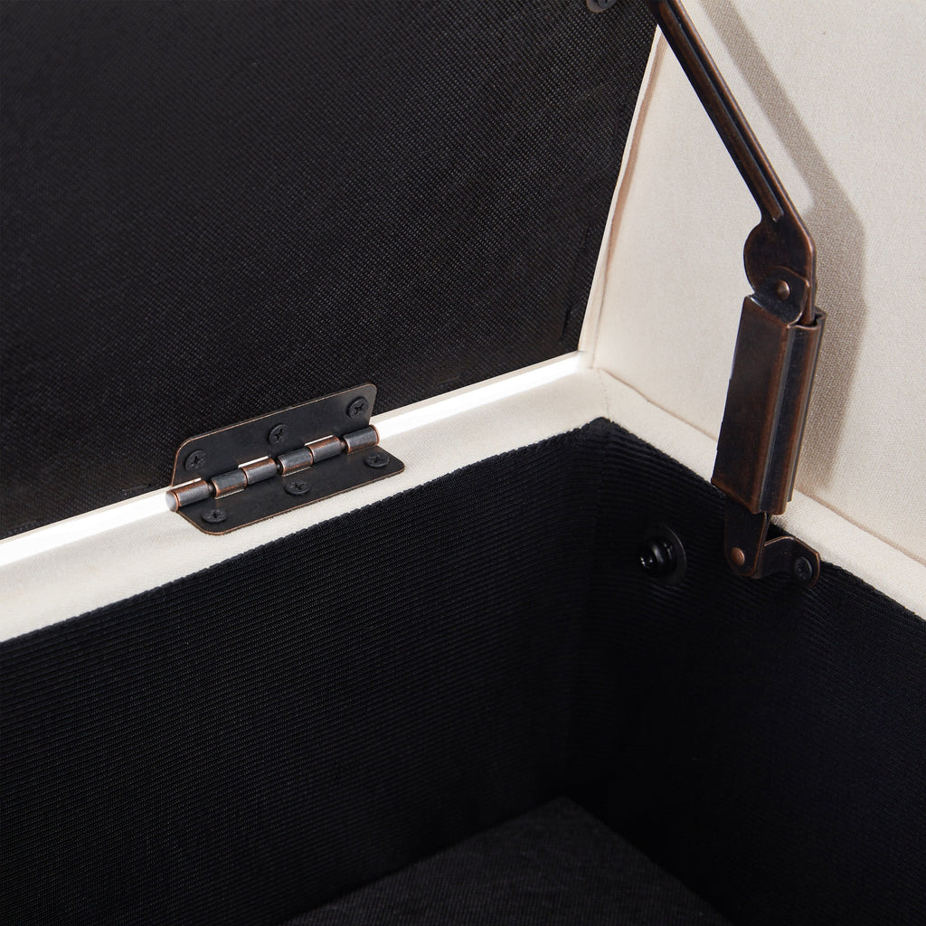 Banc de rangement rembourré, banc d'entrée avec dessus rabattable touffeté, 50,4 pouces