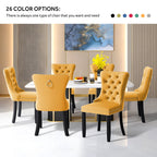 Chaise de salle à manger capitonnée en velours avec pieds en bois massif, lot de 6