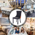 Chaise de salle à manger capitonnée en velours avec pieds en bois massif, lot de 6