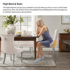 Chaise de salle à manger capitonnée en velours avec pieds en bois massif, lot de 6