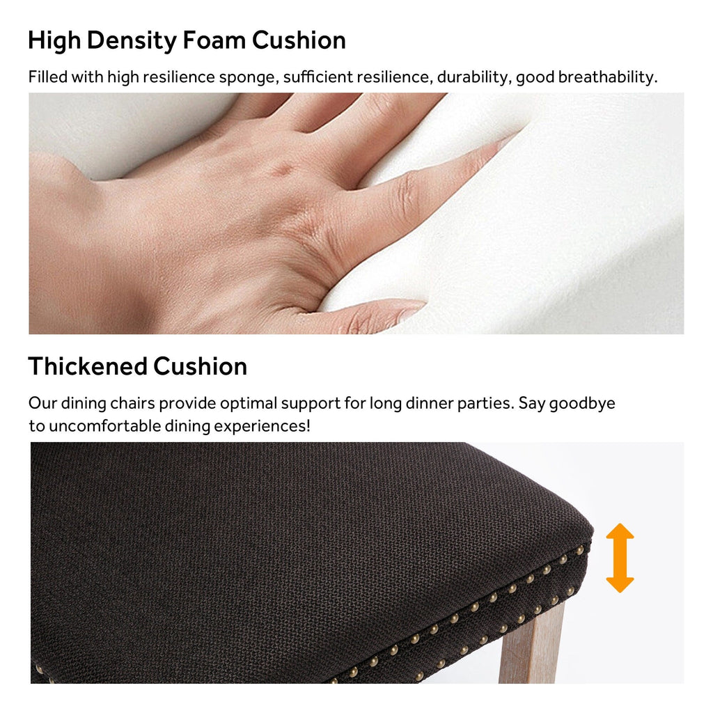 Chaise de salle à manger capitonnée en velours avec pieds en bois massif, lot de 6