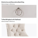 Chaise de salle à manger capitonnée en velours avec pieds en bois massif, lot de 6