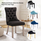 Chaise de salle à manger capitonnée en velours avec pieds en bois massif, lot de 6