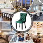 Chaise de salle à manger capitonnée en velours avec pieds en bois massif, lot de 6