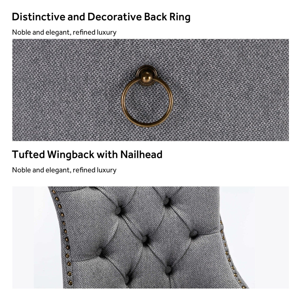 Chaise de salle à manger capitonnée en velours avec pieds en bois massif, lot de 6