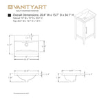 Meuble-lavabo simple Vanity Art 20, 24 ou 30 avec dessus en céramique