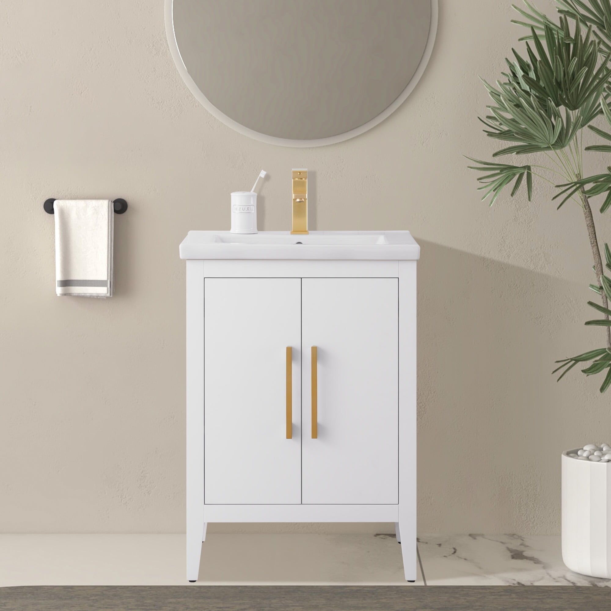 Meuble-lavabo simple Vanity Art 20, 24 ou 30 avec dessus en céramique