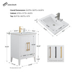 Meuble-lavabo simple Vanity Art 20, 24 ou 30 avec dessus en céramique