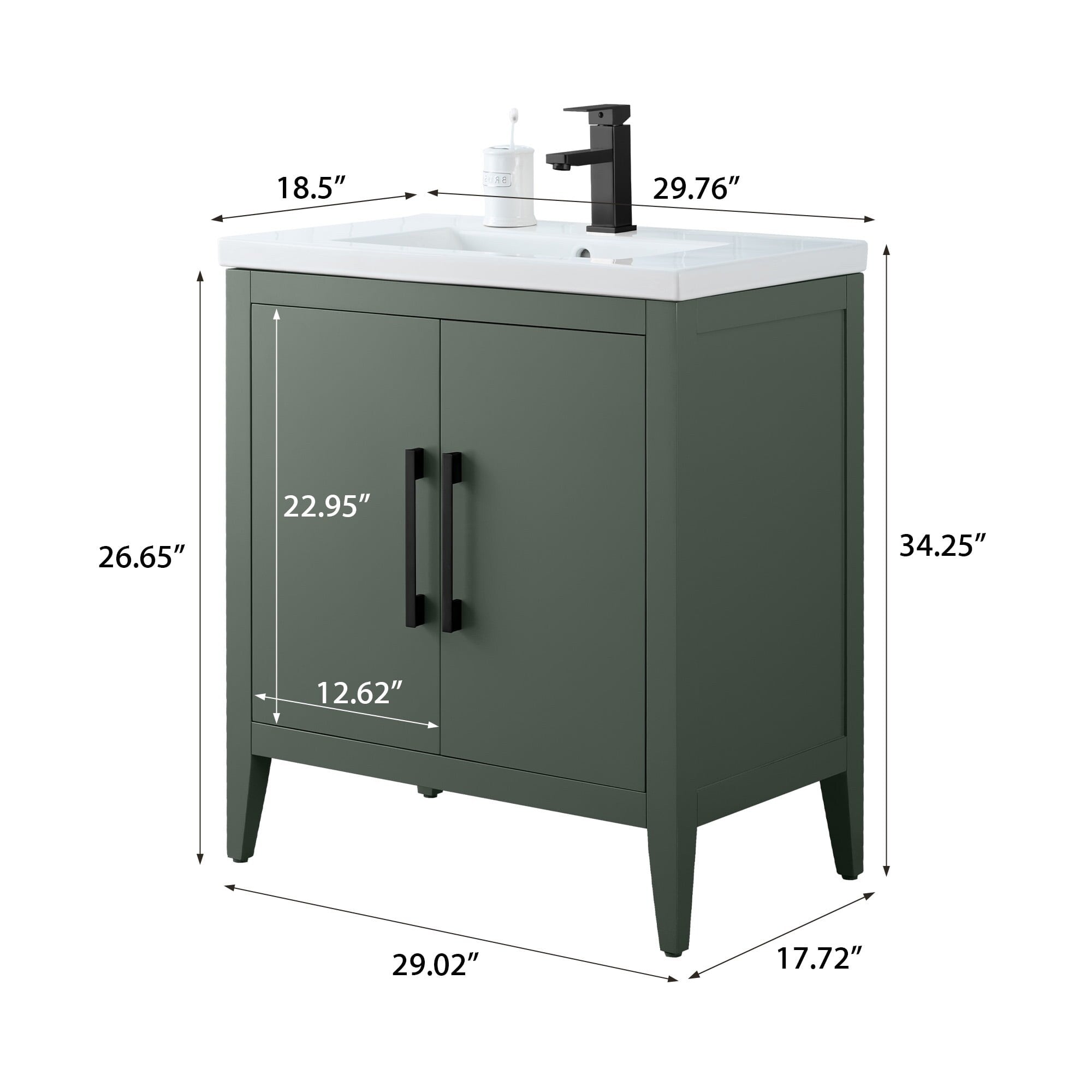 Meuble-lavabo simple Vanity Art 20, 24 ou 30 avec dessus en céramique
