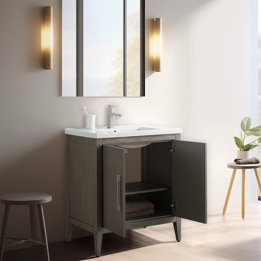Meuble-lavabo simple Vanity Art 20, 24 ou 30 avec dessus en céramique