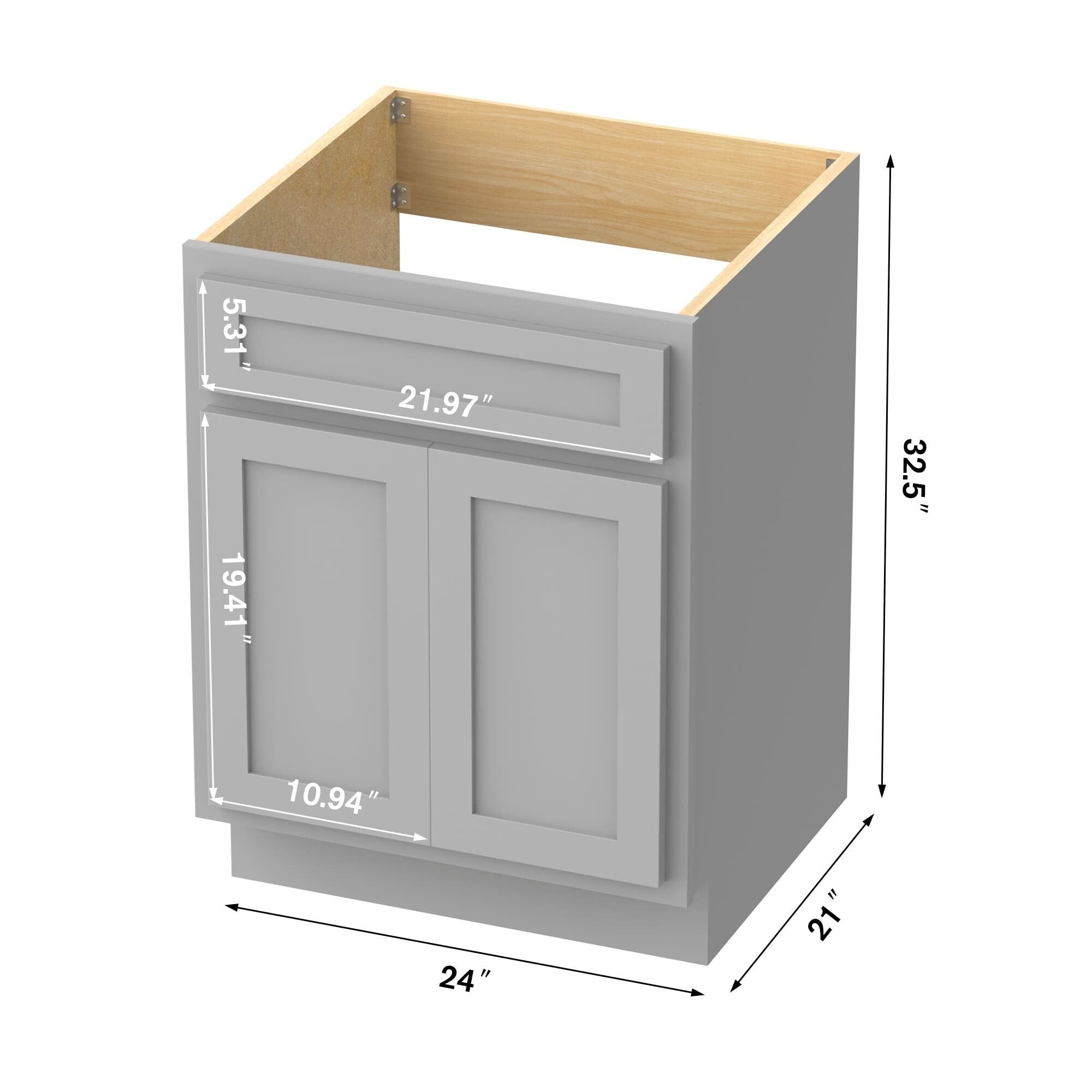 Meuble-lavabo simple en bois massif de 24 pouces de Vanity Art