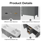 Meuble-lavabo double vasque Vanity Art 72 avec plateau en marbre reconstitué