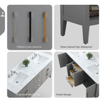 Meuble-lavabo double vasque Vanity Art 72 avec plateau en marbre reconstitué