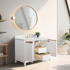 Meuble-lavabo de salle de bain Vanity Art avec lavabo en céramique et plateau en marbre reconstitué