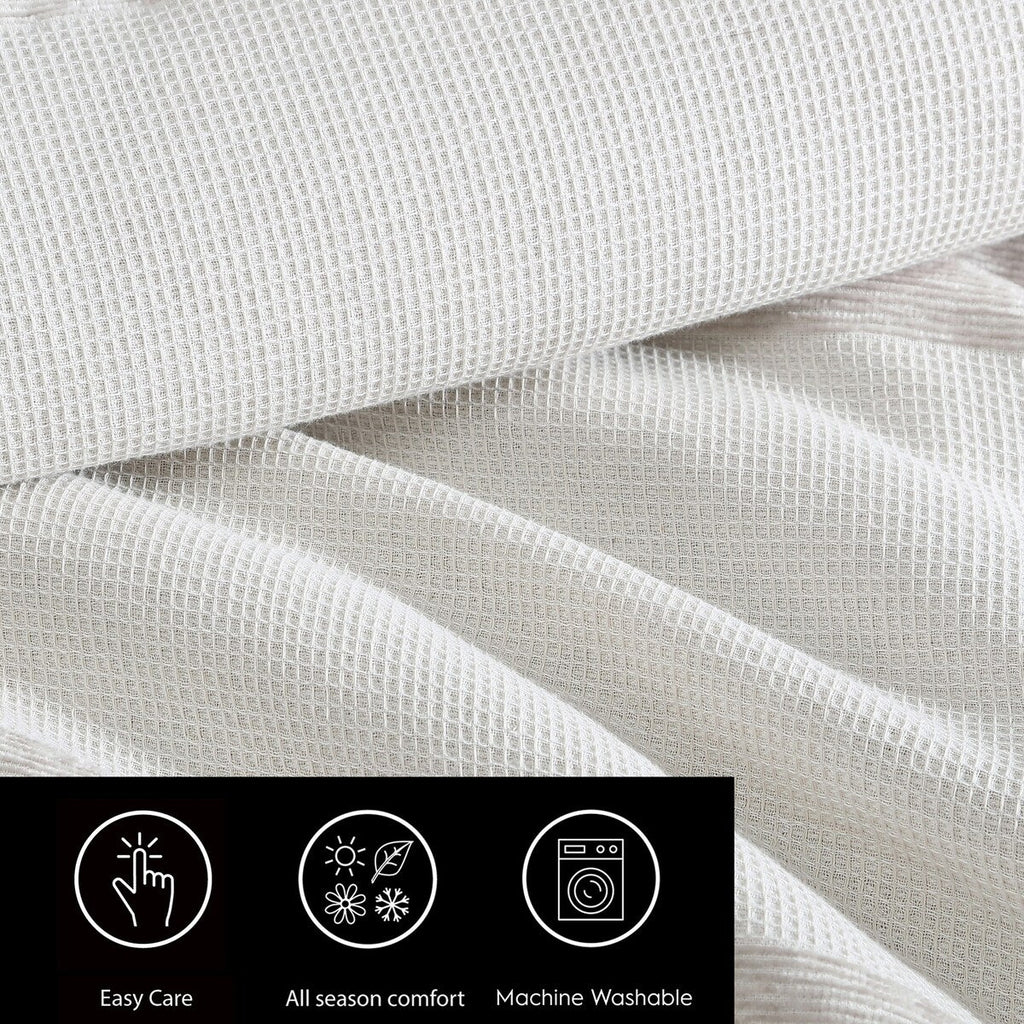 Parure de couette Vera Wang en chenille gaufrée beige à rayures