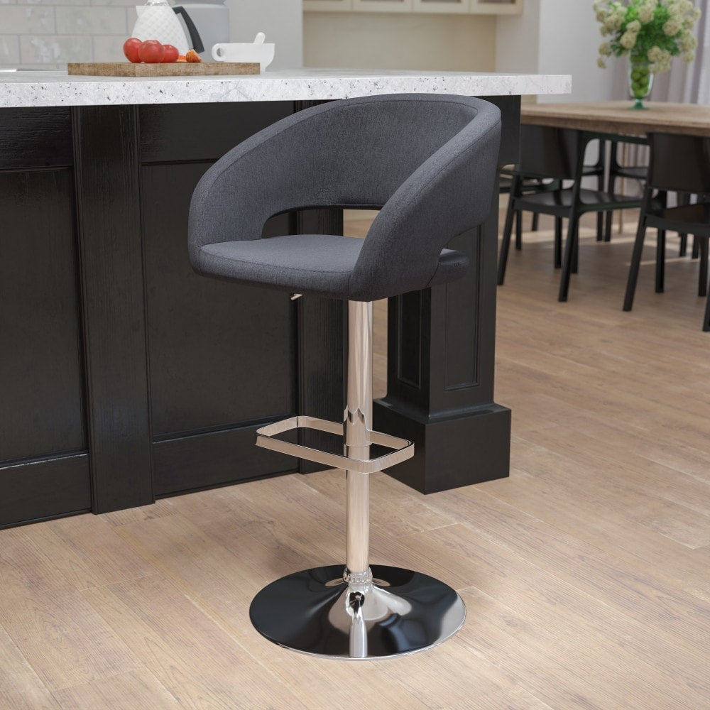 Tabouret de bar moderne rembourré à hauteur réglable avec dossier arrondi