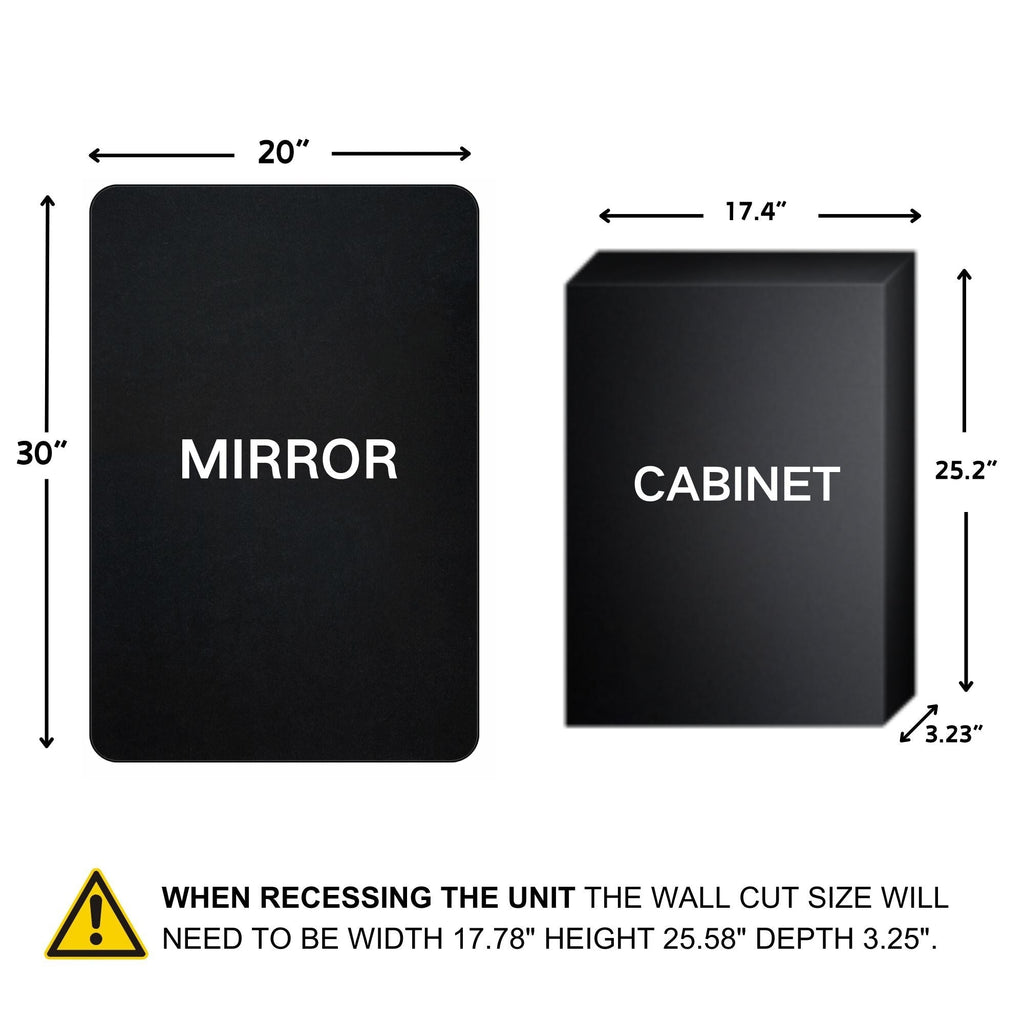 Armoire à pharmacie encastrée TEHOME WH avec miroir et étagères réglables