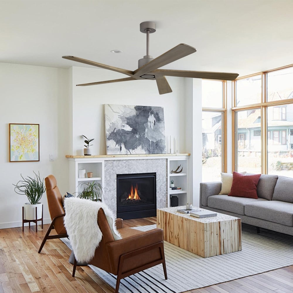 Ventilateur de plafond d'intérieur WINGBO 54 pouces avec moteur à courant continu sans éclairage - N/A