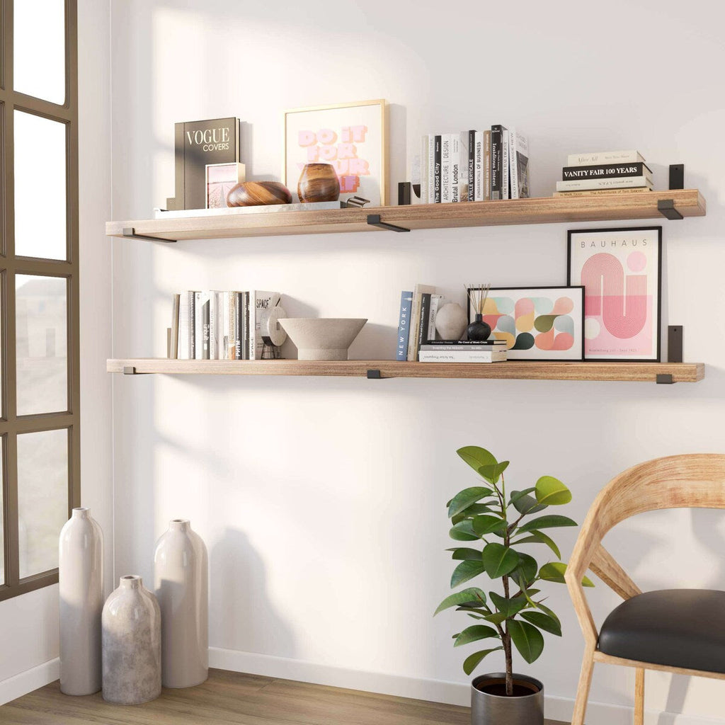 Étagères murales Forte 72 po, 2 pièces, bois brûlé