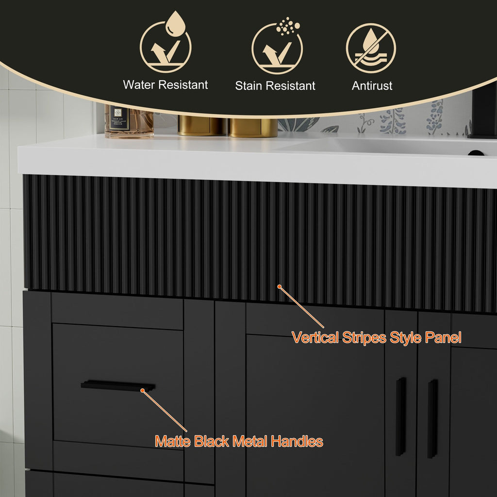 Ensemble de meuble-lavabo Wavy Line 30/36/48 avec lavabo et robinet