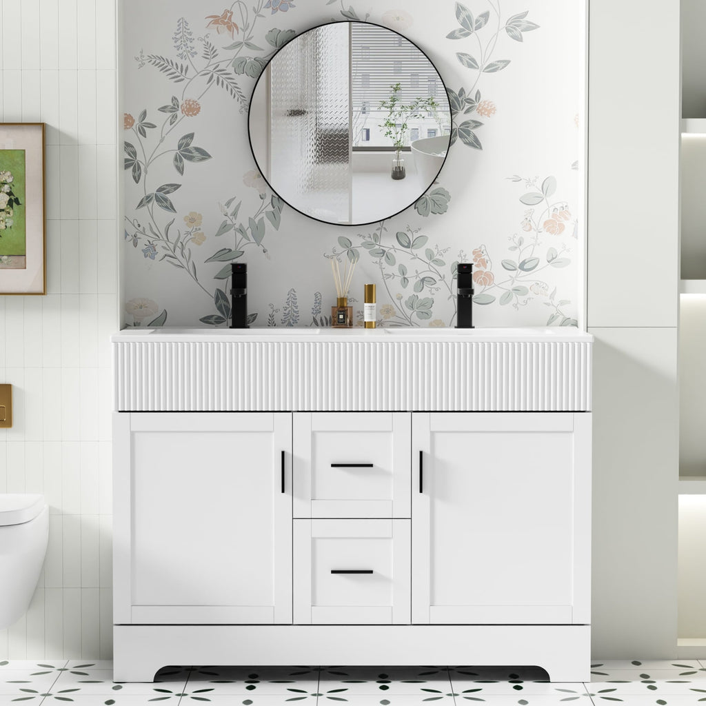 Ensemble de meuble-lavabo Wavy Line 30/36/48 avec lavabo et robinet
