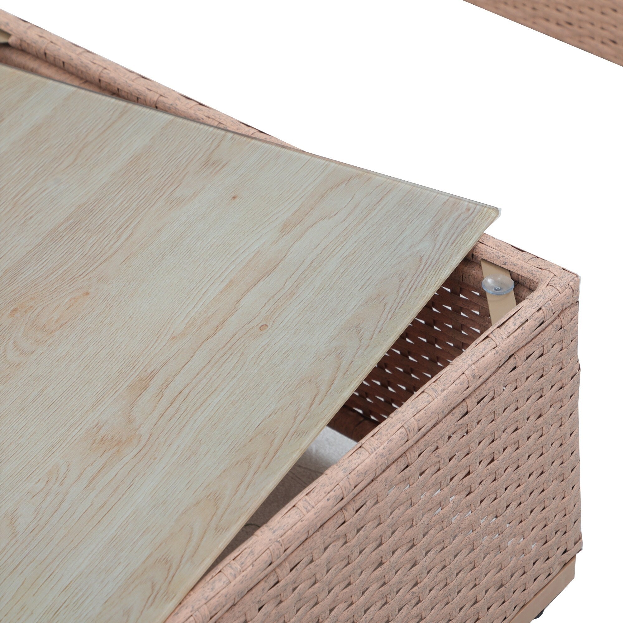 Ensemble de canapés d'extérieur sectionnels rembourrés en osier et acier, 7 pièces